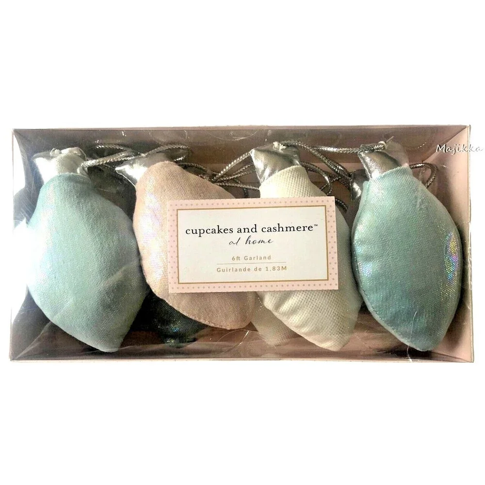 Cupcakes & Cashmere Shimmer Pastel Garland Light Bulb Holiday Christmas 6 FT
